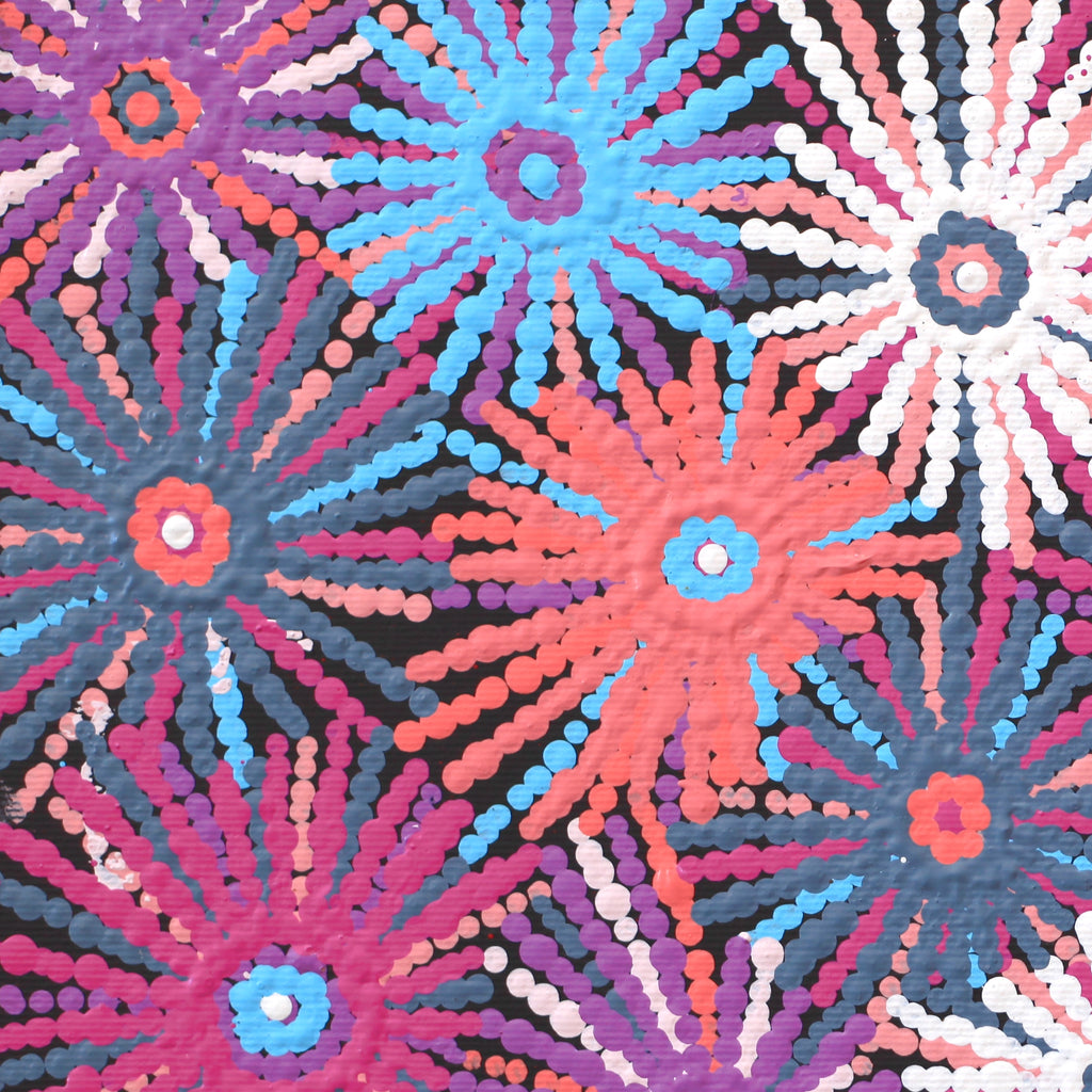Aboriginal Artwork by Evelyn Nangala Robertson, Ngapa Jukurrpa - Pirlinyarnu, 30x30cm
