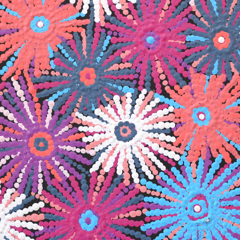 Aboriginal Artwork by Evelyn Nangala Robertson, Ngapa Jukurrpa - Pirlinyarnu, 30x30cm