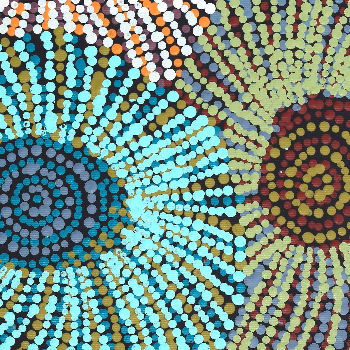 Aboriginal Artwork by Evelyn Nangala Robertson, Ngapa Jukurrpa - Pirlinyarnu, 30x30cm