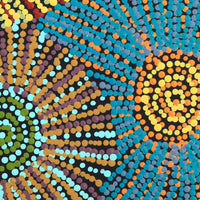 Aboriginal Artwork by Evelyn Nangala Robertson, Ngapa Jukurrpa - Pirlinyarnu, 30x30cm