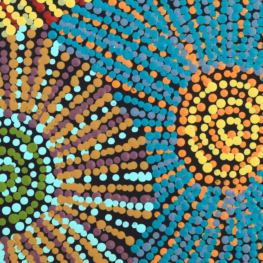 Aboriginal Artwork by Evelyn Nangala Robertson, Ngapa Jukurrpa - Pirlinyarnu, 30x30cm