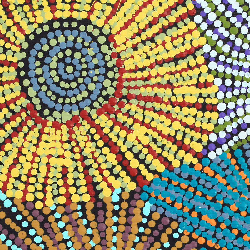 Aboriginal Artwork by Evelyn Nangala Robertson, Ngapa Jukurrpa - Pirlinyarnu, 30x30cm