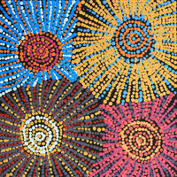 Aboriginal Artwork by Evelyn Nangala Robertson, Ngapa Jukurrpa - Pirlinyarnu, 30x30cm