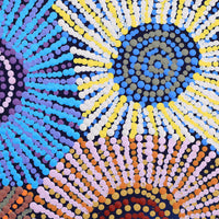 Aboriginal Artwork by Evelyn Nangala Robertson, Ngapa Jukurrpa - Pirlinyarnu, 30x30cm
