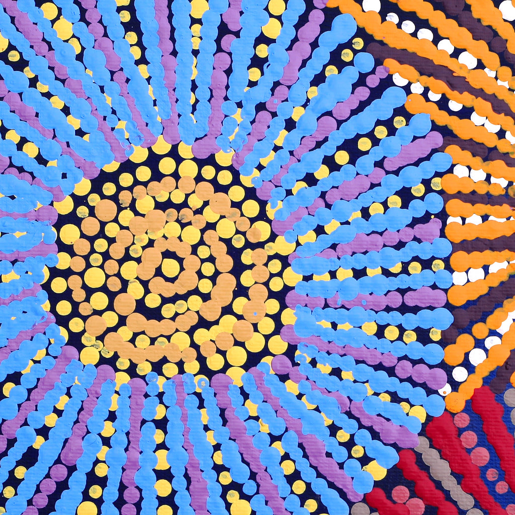 Aboriginal Artwork by Evelyn Nangala Robertson, Ngapa Jukurrpa - Pirlinyarnu, 30x30cm