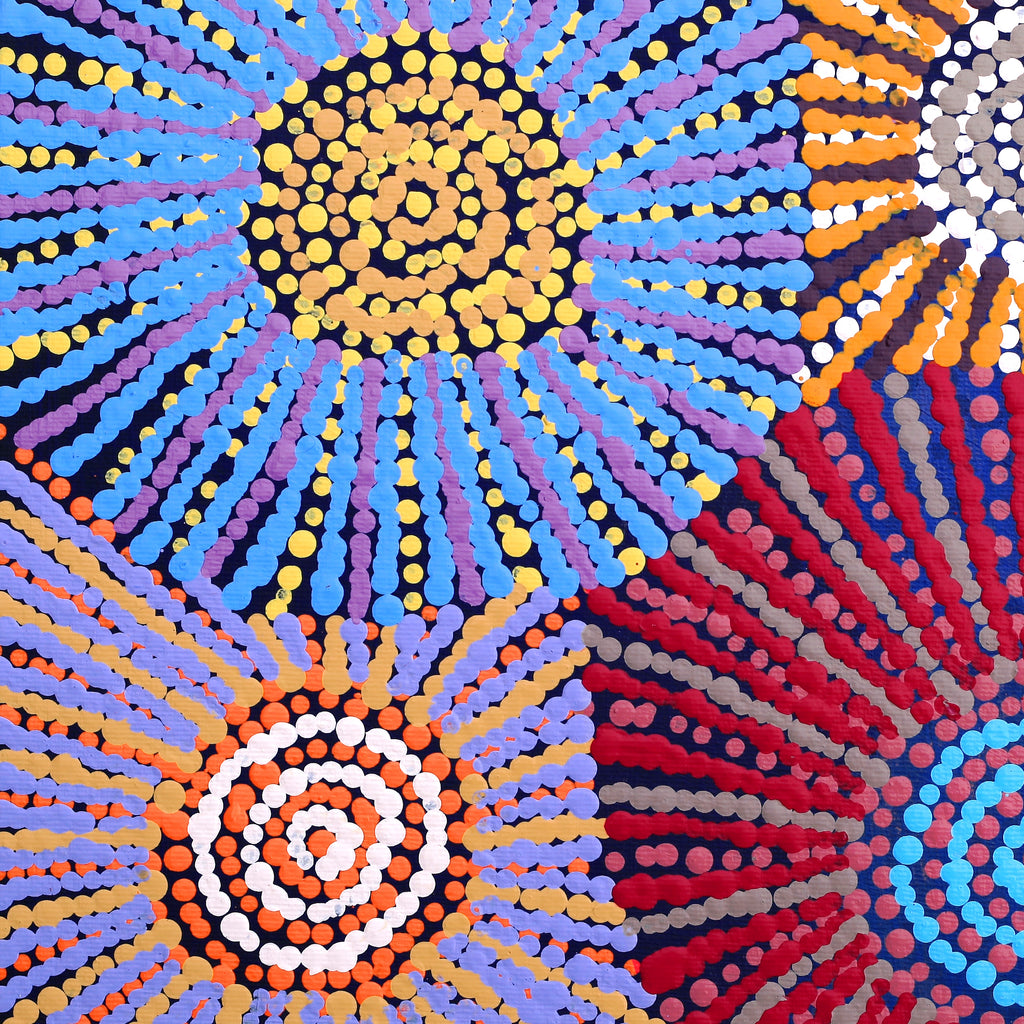 Aboriginal Artwork by Evelyn Nangala Robertson, Ngapa Jukurrpa - Pirlinyarnu, 30x30cm