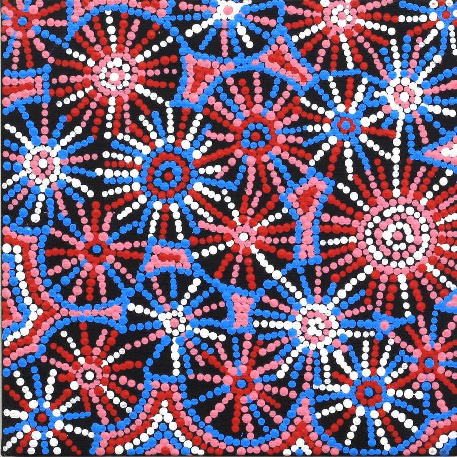 Aboriginal Artwork by Evelyn Nangala Robertson, Ngapa Jukurrpa - Pirlinyarnu, 30x30cm