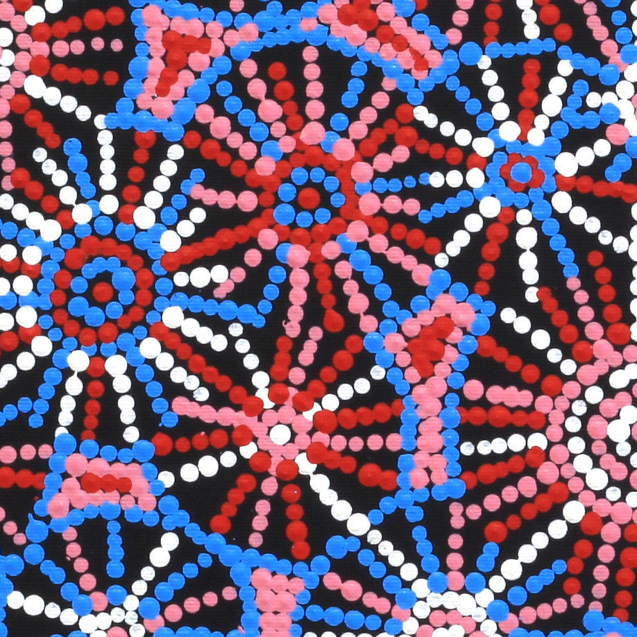 Aboriginal Artwork by Evelyn Nangala Robertson, Ngapa Jukurrpa - Pirlinyarnu, 30x30cm