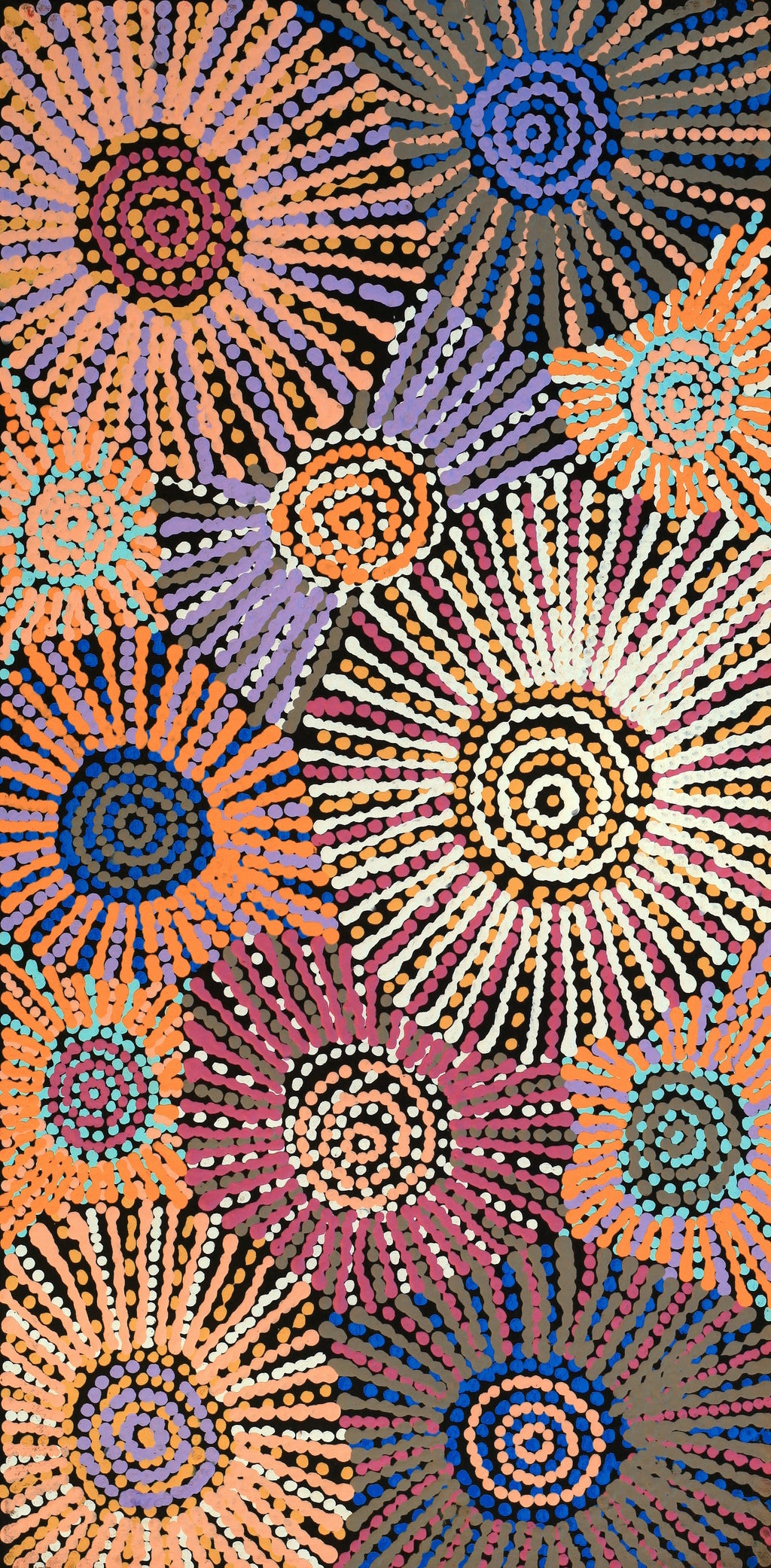 Aboriginal Artwork by Evelyn Nangala Robertson, Ngapa Jukurrpa (Water Dreaming) - Puyurru, 61x30cm