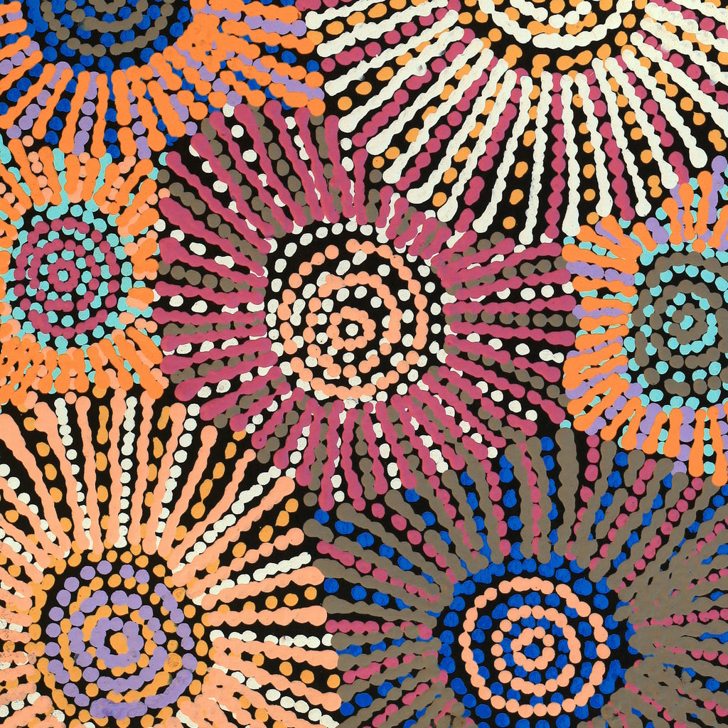 Aboriginal Artwork by Evelyn Nangala Robertson, Ngapa Jukurrpa (Water Dreaming) - Puyurru, 61x30cm