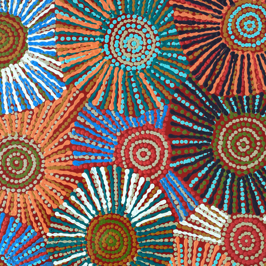 Aboriginal Artwork by Evelyn Nangala Robertson, Ngapa Jukurrpa - Puyurru, 61x46cm