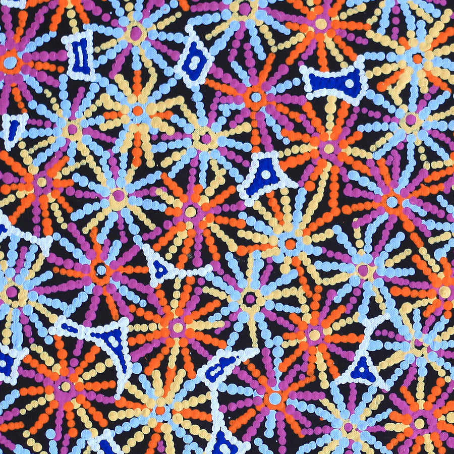 Aboriginal Artwork by Evelyn Nangala Robertson, Ngapa Jukurrpa - Pirlinyarnu, 61x61cm