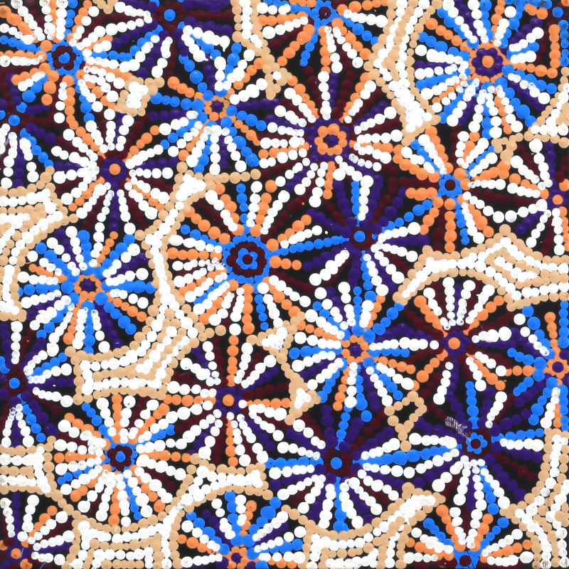 Aboriginal Artwork by Evelyn Nangala Robertson, Ngapa Jukurrpa - Pirlinyarnu, 30x30cm