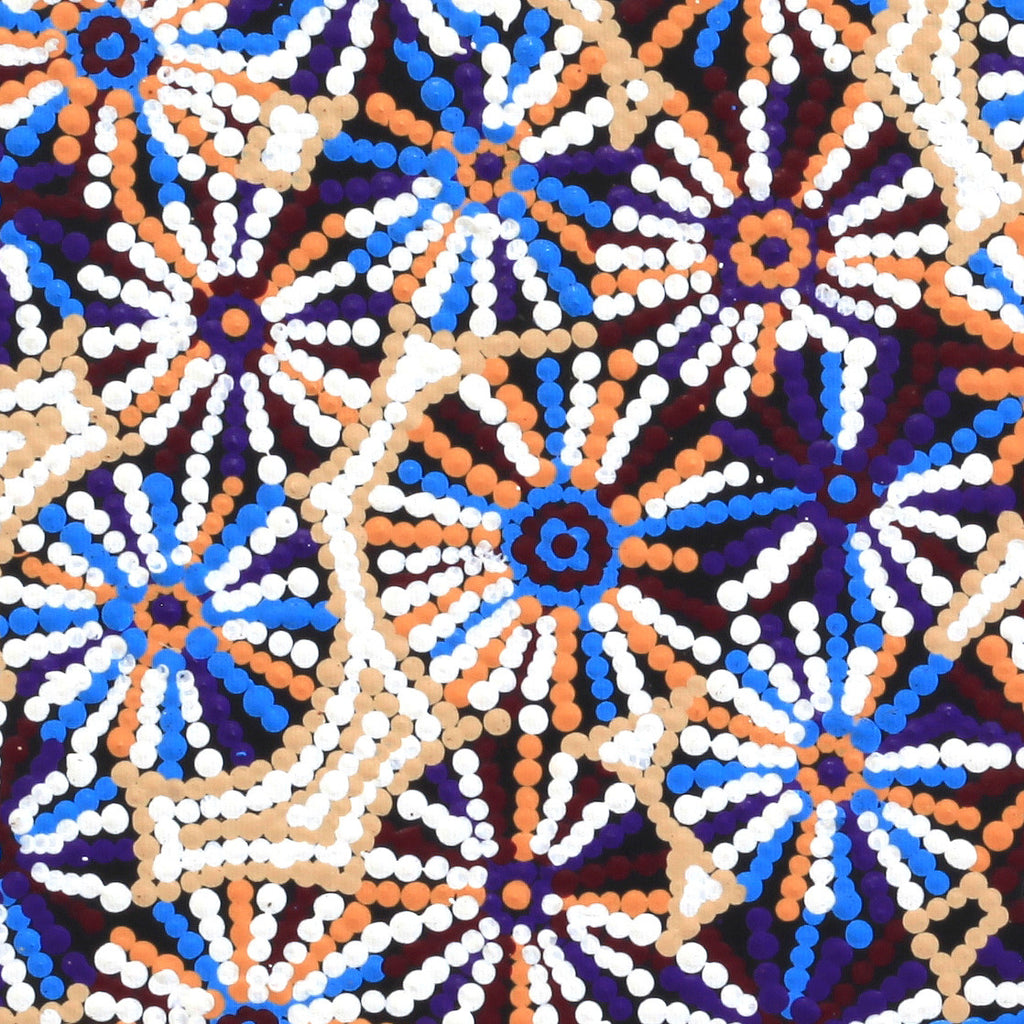 Aboriginal Artwork by Evelyn Nangala Robertson, Ngapa Jukurrpa - Pirlinyarnu, 30x30cm