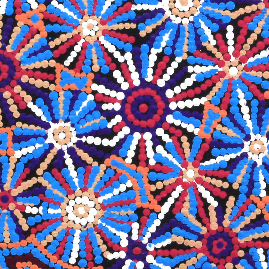 Aboriginal Artwork by Evelyn Nangala Robertson, Ngapa Jukurrpa - Pirlinyarnu, 30x30cm