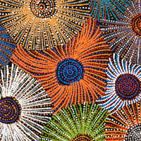 Aboriginal Artwork by Evelyn Nangala Robertson, Ngapa Jukurrpa - Puyurru, 91x76cm