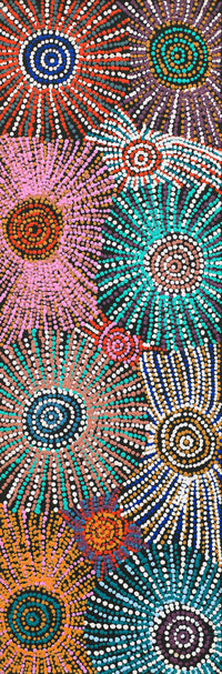 Aboriginal Artwork by Evelyn Nangala Robertson, Ngapa Jukurrpa - Puyurru, 91x30cm
