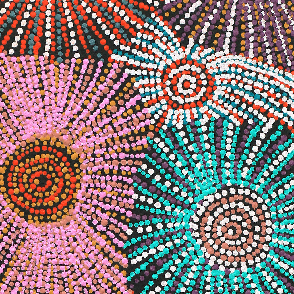 Aboriginal Artwork by Evelyn Nangala Robertson, Ngapa Jukurrpa - Puyurru, 91x30cm
