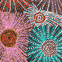 Aboriginal Artwork by Evelyn Nangala Robertson, Ngapa Jukurrpa - Puyurru, 91x30cm