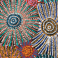 Aboriginal Artwork by Evelyn Nangala Robertson, Ngapa Jukurrpa - Puyurru, 91x30cm