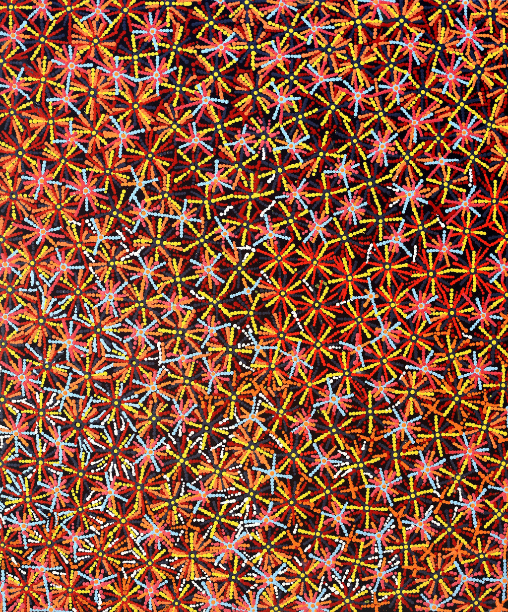 Aboriginal Artwork by Evelyn Nangala Robertson, Ngapa Jukurrpa - Pirlinyarnu, 91x76cm