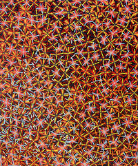 Aboriginal Artwork by Evelyn Nangala Robertson, Ngapa Jukurrpa - Pirlinyarnu, 91x76cm