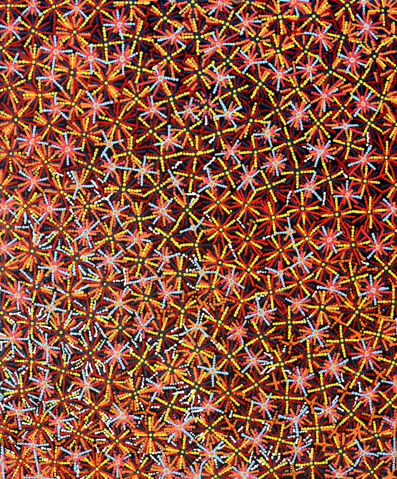 Aboriginal Artwork by Evelyn Nangala Robertson, Ngapa Jukurrpa - Pirlinyarnu, 91x76cm