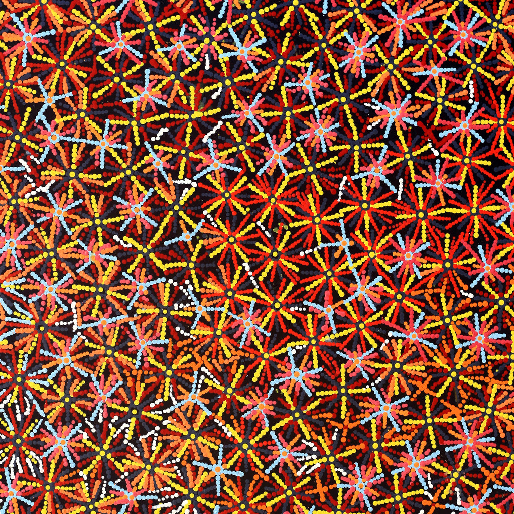 Aboriginal Artwork by Evelyn Nangala Robertson, Ngapa Jukurrpa - Pirlinyarnu, 91x76cm