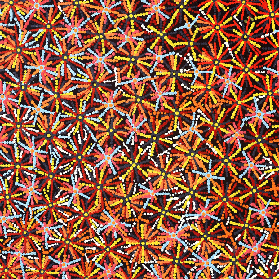Aboriginal Artwork by Evelyn Nangala Robertson, Ngapa Jukurrpa - Pirlinyarnu, 91x76cm