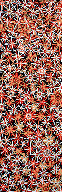 Aboriginal Artwork by Evelyn Nangala Robertson, Ngapa Jukurrpa - Pirlinyarnu, 91x30cm