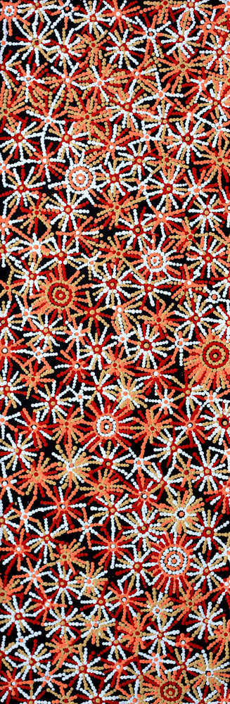 Aboriginal Artwork by Evelyn Nangala Robertson, Ngapa Jukurrpa - Pirlinyarnu, 91x30cm