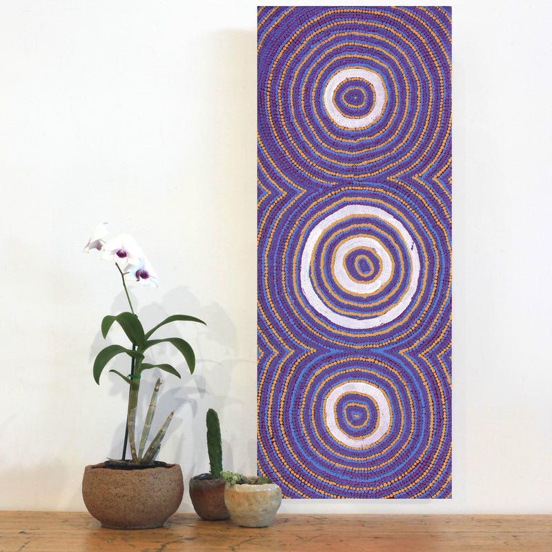 Aboriginal Artwork by Ezekiel Jakamarra James, Warna Jukurrpa (Snake Dreaming), 76x30cm