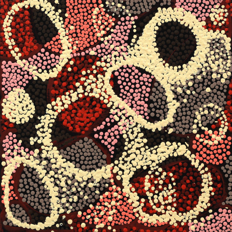 Aboriginal Artwork by Felicity Nampijinpa Robertson, Ngapa Jukurrpa (Water Dreaming) - Puyurru, 30x30cm