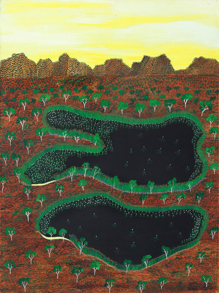 Aboriginal Art by Faith Thompson, My Grandfather's Country, 120x90cm - ART ARK®
