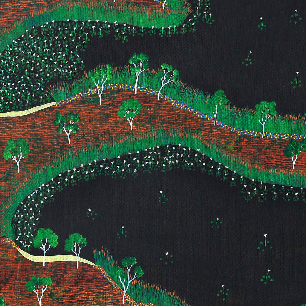 Aboriginal Art by Faith Thompson, My Grandfather's Country, 120x90cm - ART ARK®