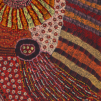 Aboriginal Artwork by Faye Nangala Hudson, Warlukurlangu Jukurrpa (Fire country Dreaming), 122x107cm