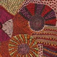 Aboriginal Artwork by Faye Nangala Hudson, Warlukurlangu Jukurrpa (Fire country Dreaming), 122x107cm