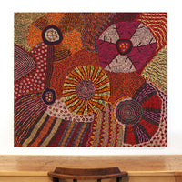 Aboriginal Artwork by Faye Nangala Hudson, Warlukurlangu Jukurrpa (Fire country Dreaming), 122x107cm