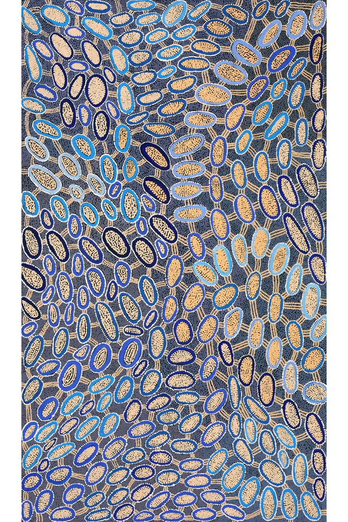 Aboriginal Artwork by Faye Nangala Hudson, Warlukurlangu Jukurrpa (Fire country Dreaming), 183x107cm