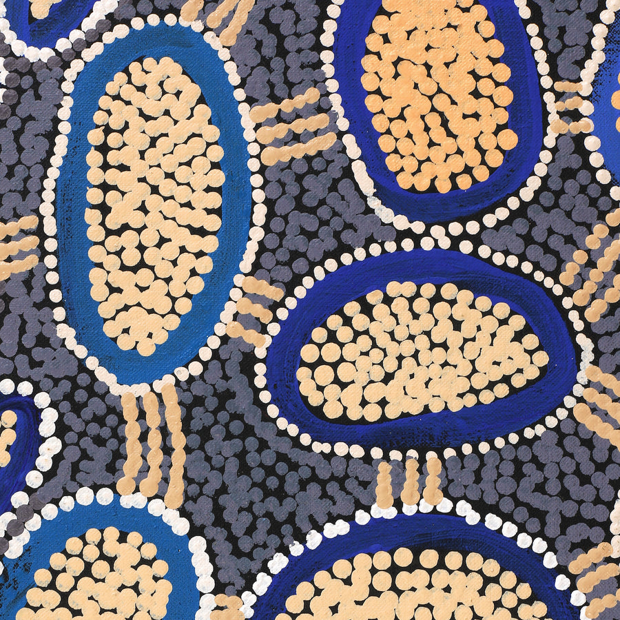 Aboriginal Artwork by Faye Nangala Hudson, Warlukurlangu Jukurrpa (Fire country Dreaming), 183x107cm