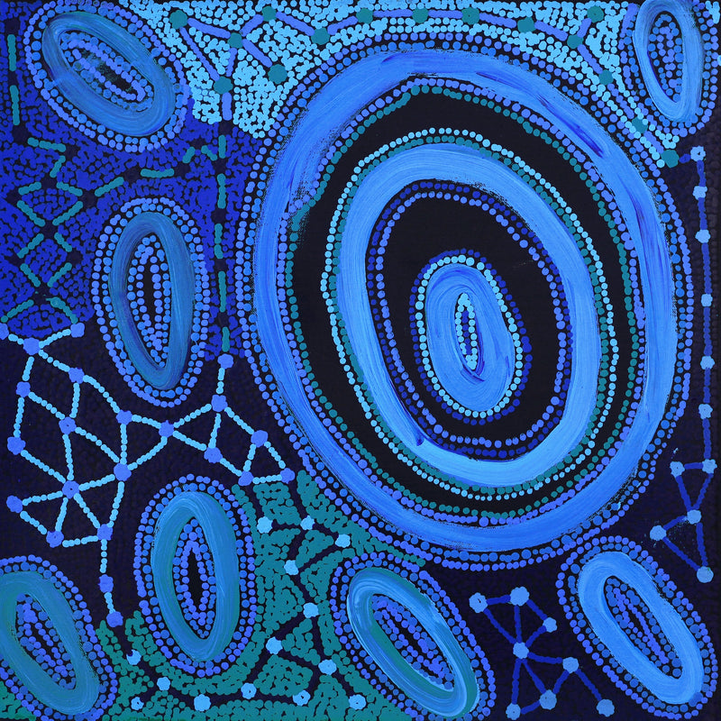 Aboriginal Artwork by Faye Nangala Hudson, Pikilyi Jukurrpa (Vaughan Springs Dreaming), 46x46cm