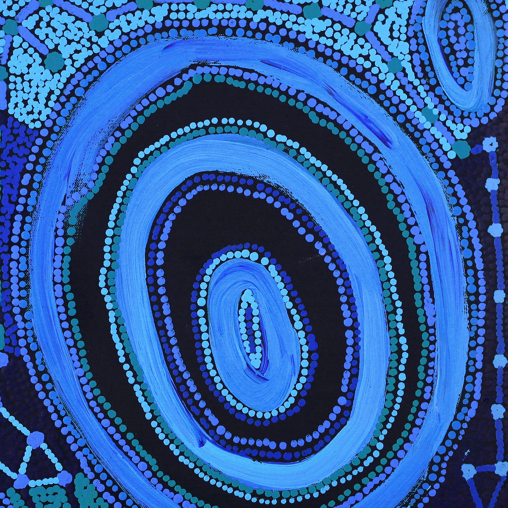 Aboriginal Artwork by Faye Nangala Hudson, Pikilyi Jukurrpa (Vaughan Springs Dreaming), 46x46cm