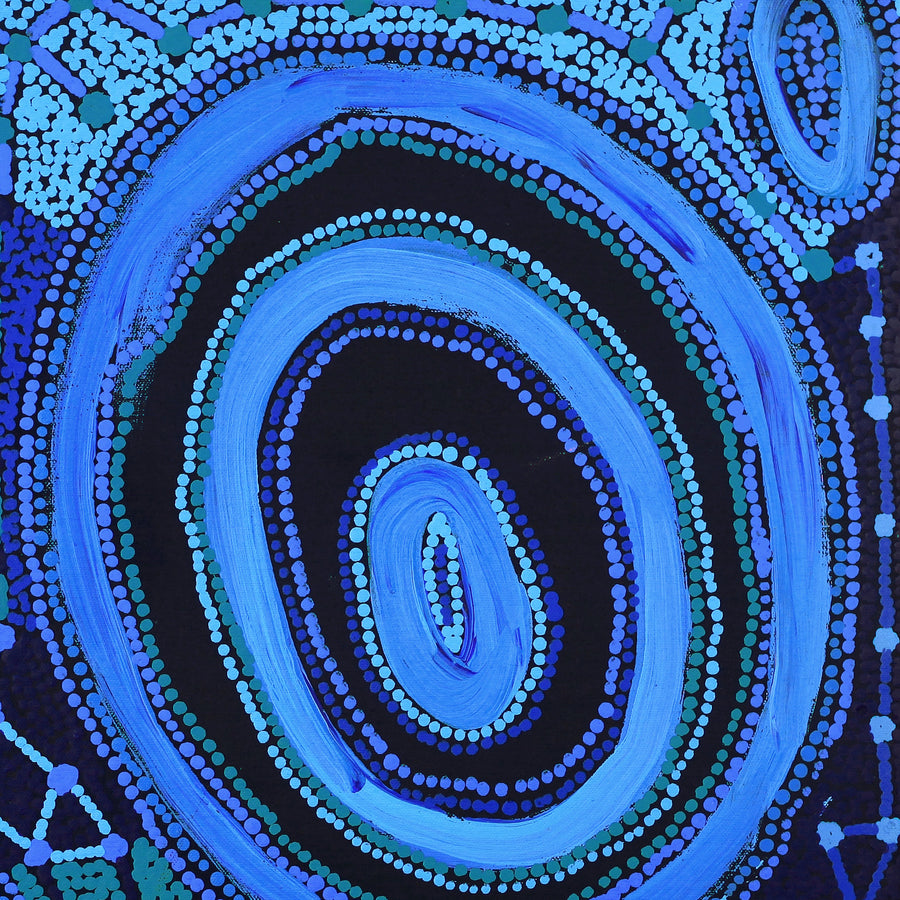 Aboriginal Artwork by Faye Nangala Hudson, Pikilyi Jukurrpa (Vaughan Springs Dreaming), 46x46cm