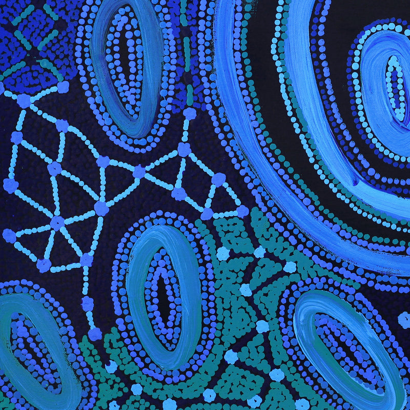 Aboriginal Artwork by Faye Nangala Hudson, Pikilyi Jukurrpa (Vaughan Springs Dreaming), 46x46cm