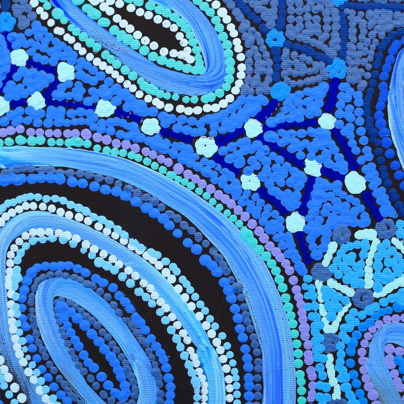 Aboriginal Artwork by Faye Nangala Hudson, Warlukurlangu Jukurrpa (Fire country Dreaming), 30x30cm