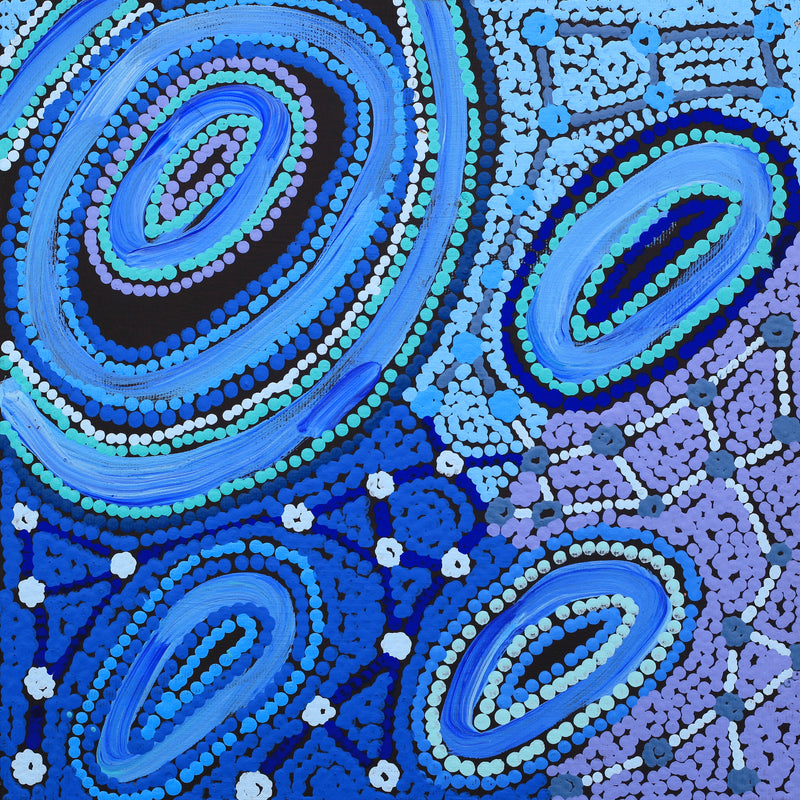 Aboriginal Artwork by Faye Nangala Hudson, Warlukurlangu Jukurrpa (Fire country Dreaming), 30x30cm