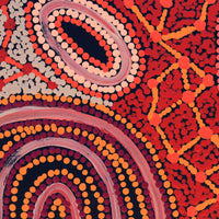Aboriginal Artwork by Faye Nangala Hudson, Warlukurlangu Jukurrpa (Fire country Dreaming), 30x30cm