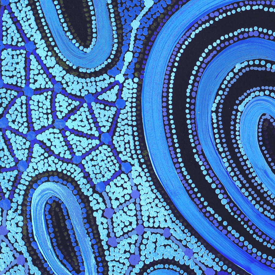 Aboriginal Artwork by Faye Nangala Hudson, Pikilyi Jukurrpa (Vaughan Springs Dreaming), 46x46cm
