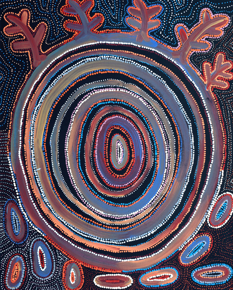Aboriginal Artwork by Faye Nangala Hudson, Pikilyi Jukurrpa (Vaughan Springs Dreaming), 76x61cm