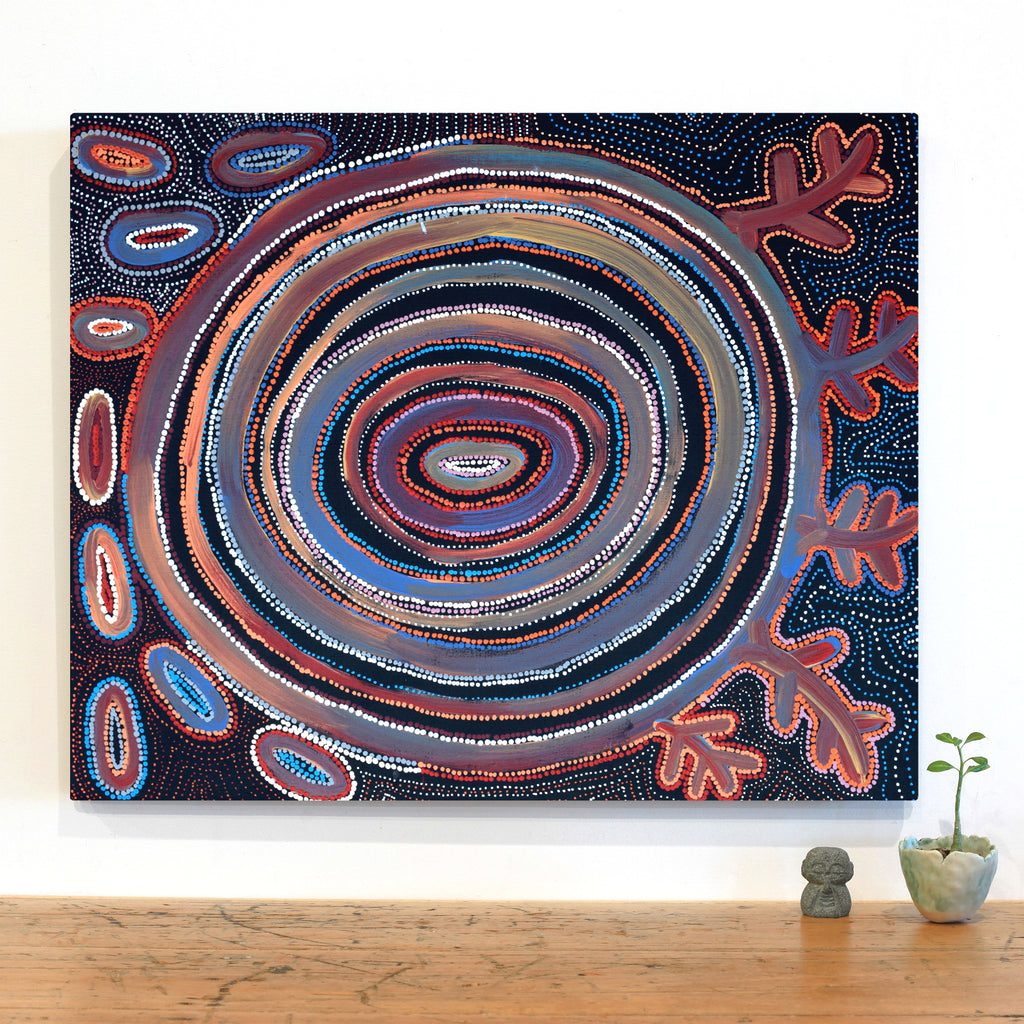 Aboriginal Artwork by Faye Nangala Hudson, Pikilyi Jukurrpa (Vaughan Springs Dreaming), 76x61cm
